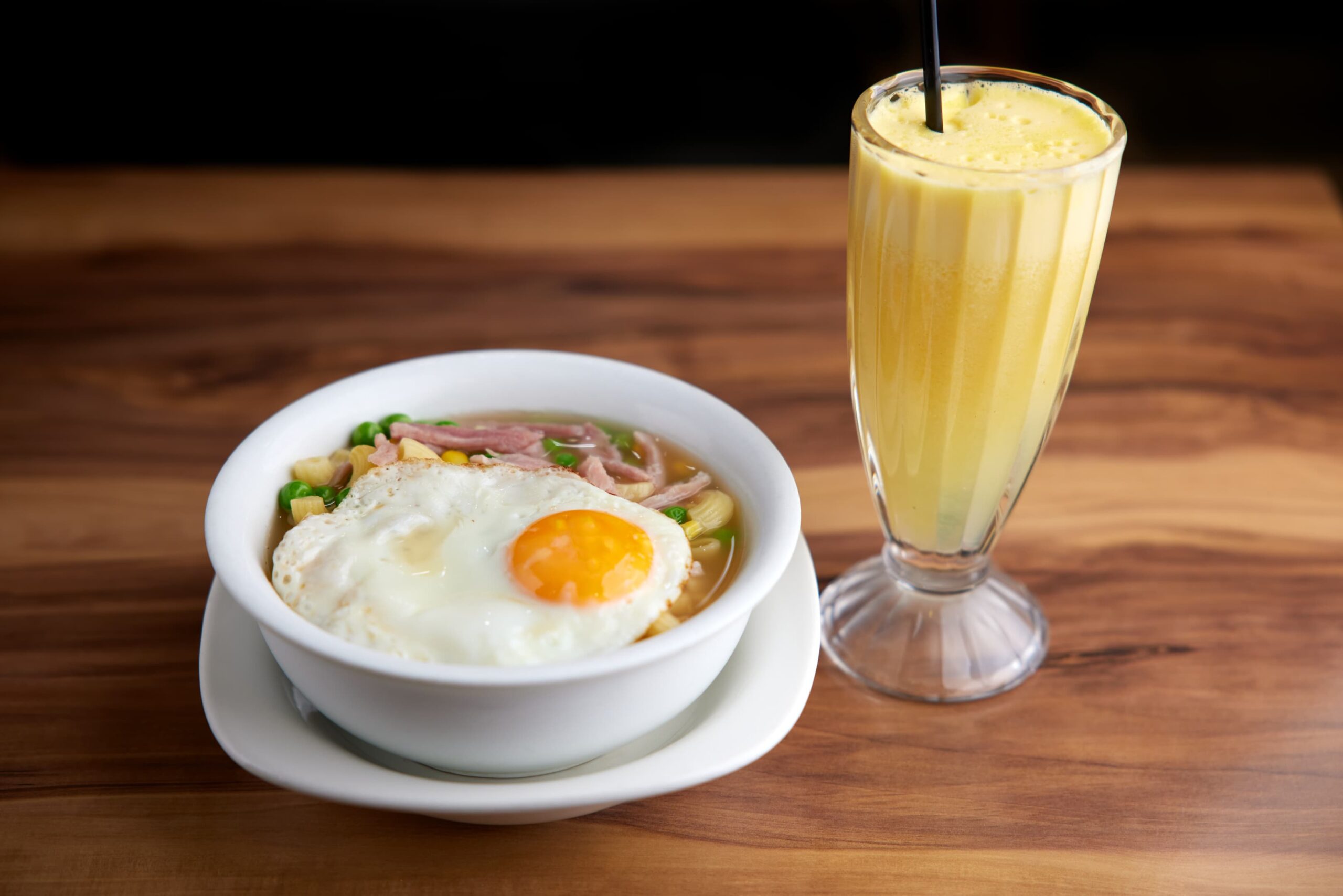 Sunni Cafe Leg Ham and Macaroni Soup with Fresh Orange Juice scaled - Sunni Cafe