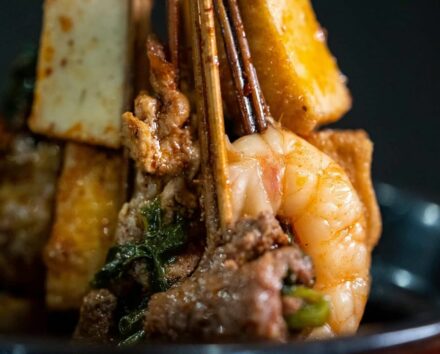 Sichuan Gourmet Close up Skewers 440x354 - Seafood Skewers