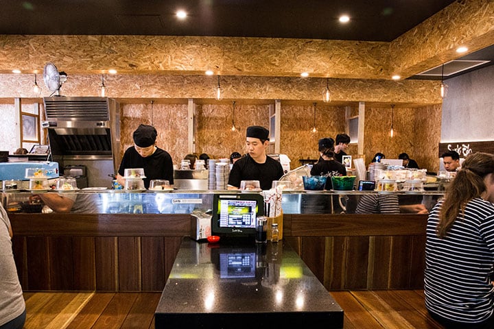 Choose from sushi train